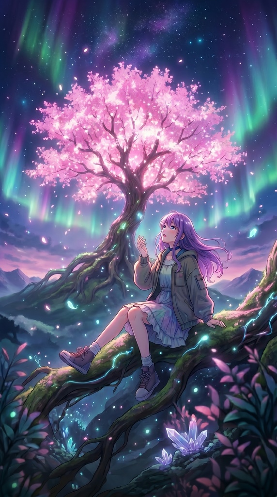 GENSO.tokyo Digital Wallpaper: "Aurora Sakura"