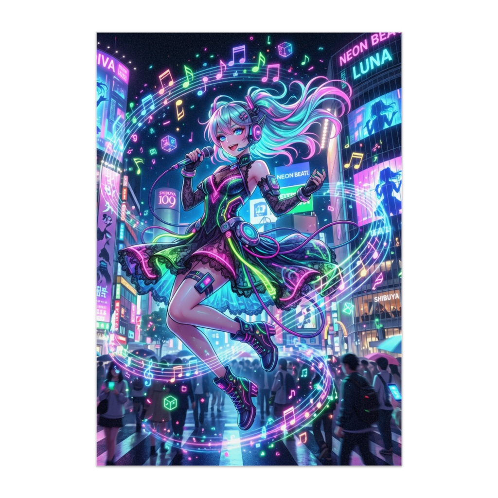Cyberpunk Night Symphony - Vivid Anime Wall Art Print