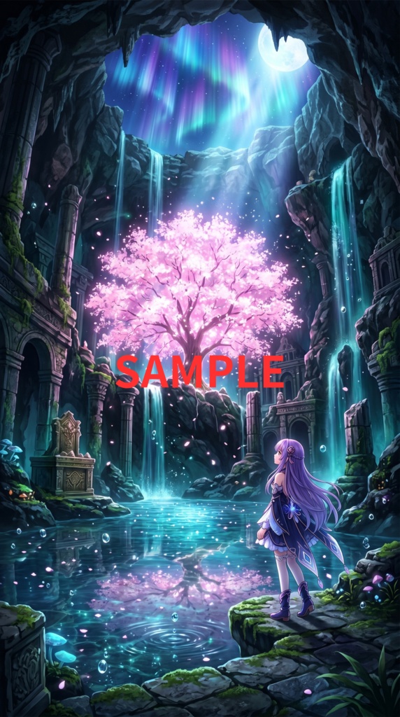 【2K壁紙】桜エディション - 幻想風景5種 2K Wallpaper: Sakura Edition (5 pics)