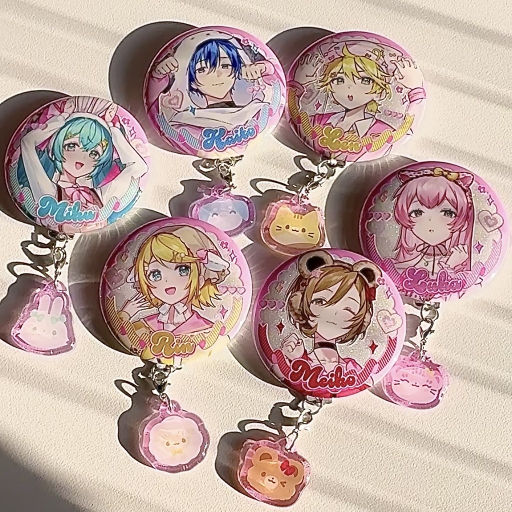 ストラップ付きキラキラ缶バッジ