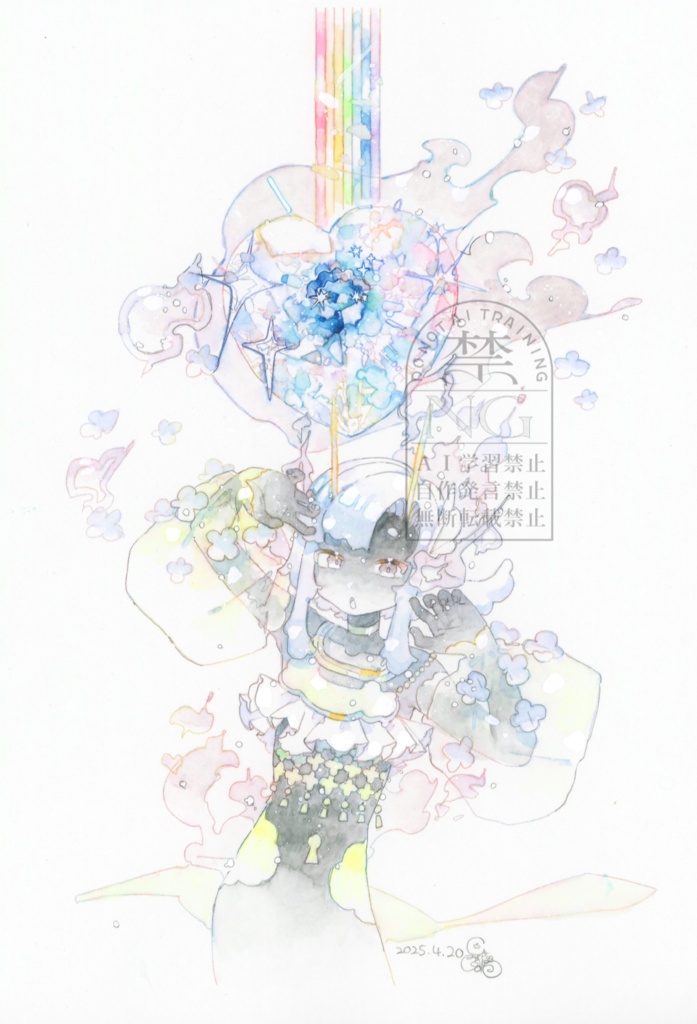 原画『春に巡るもの』額いり