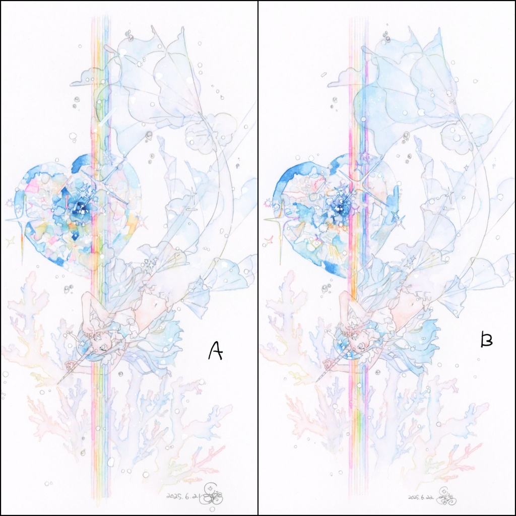 ﾄﾞﾛｰｲﾝｸﾞ作品『Romance mermaid』額なし