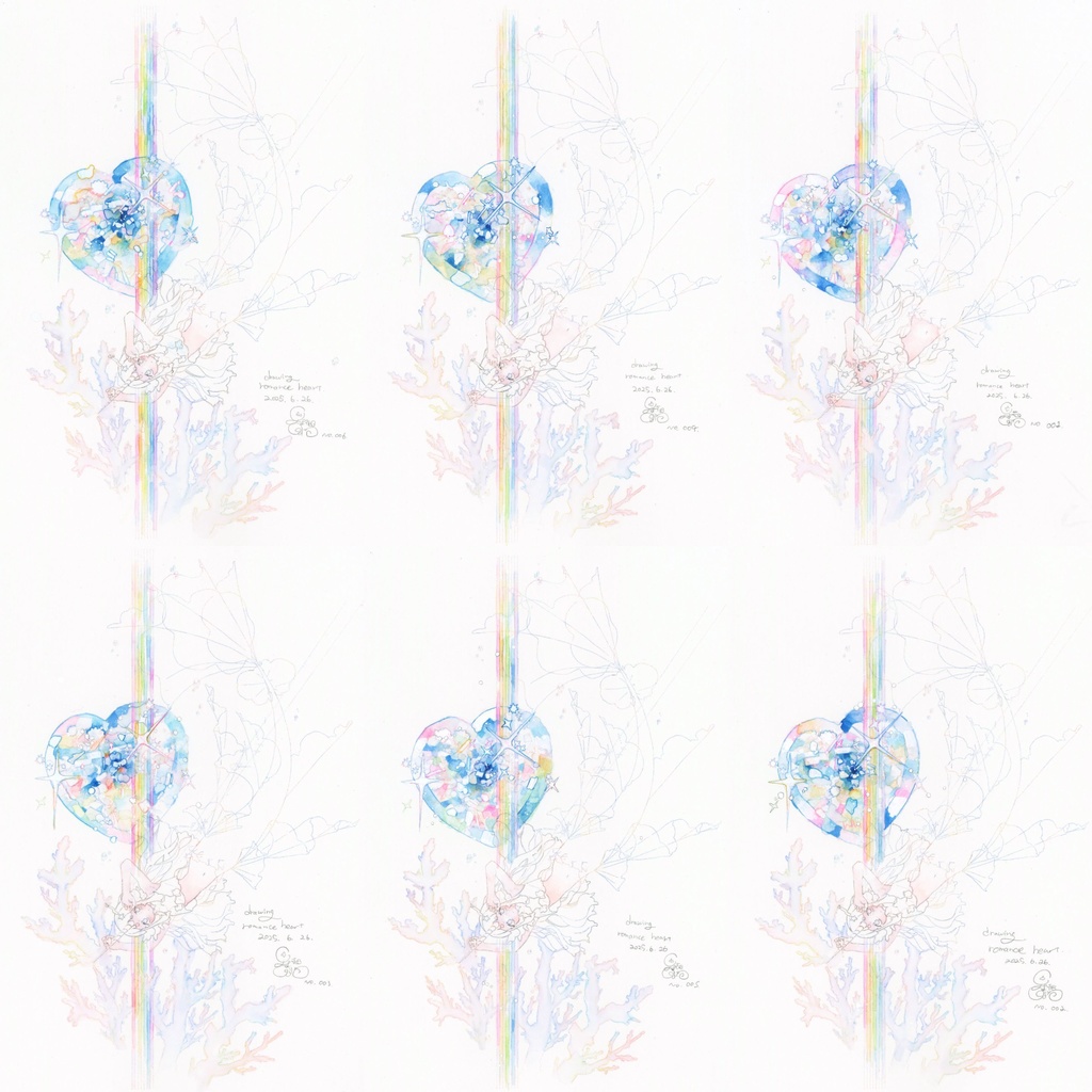 ドローイング原画『Romance mermaid』ABCDEF