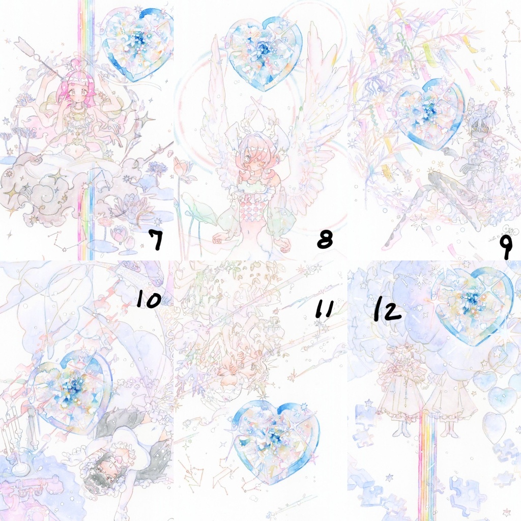 額つき原画『カレンダーシリーズ』1~12月