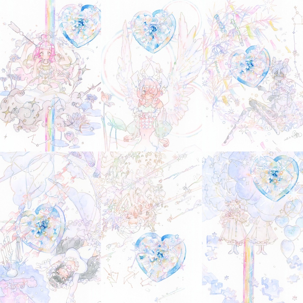 額つき原画『カレンダーシリーズ』1~12月