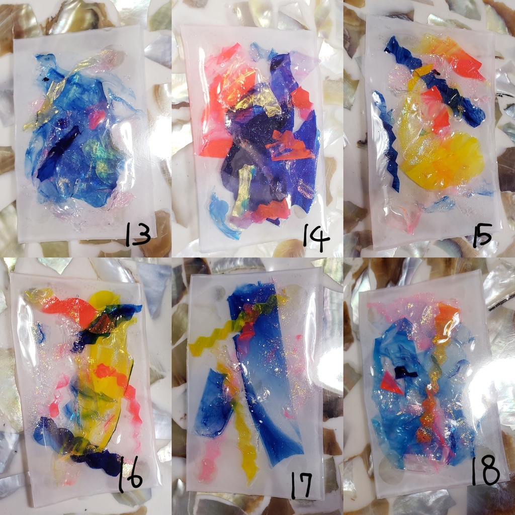 プラ板アート【石に座る光】44パターン