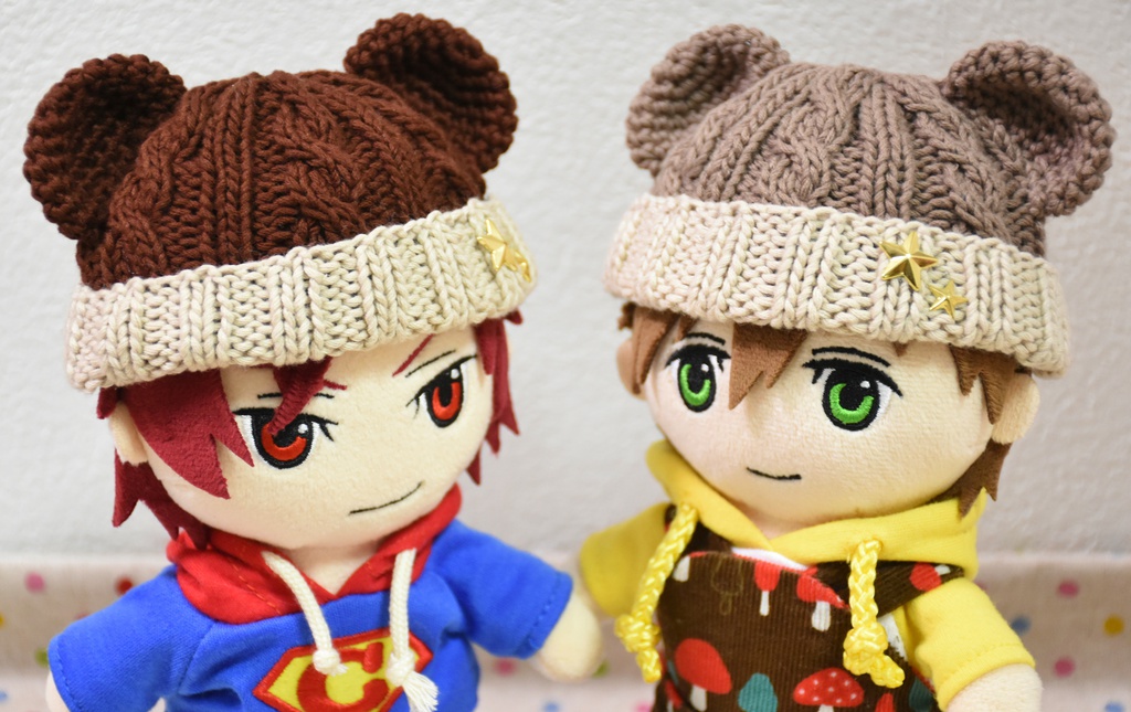 ミニぬい用 くま耳付きニット帽