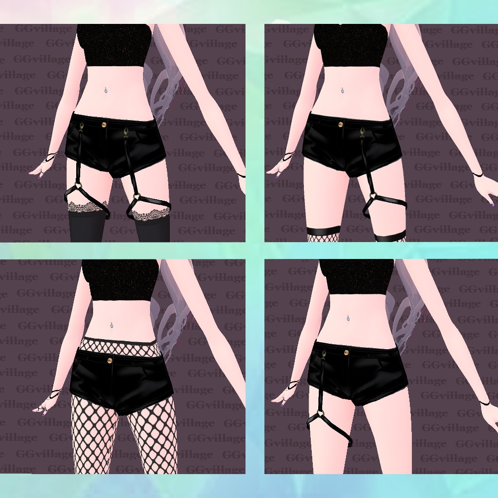 【VRoid】レッグハーネスレザーパンツ【脱着可】