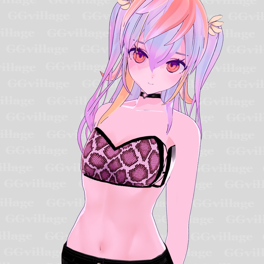 【無料】パイソン柄ブラトップ・ピンク【Vroid】