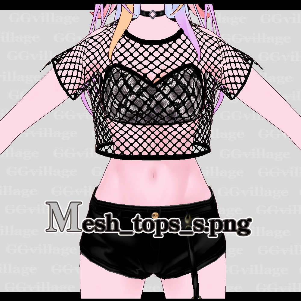 【無料オマケあり】パイソン柄ブラトップ・ボディテクスチャ・ショートトップス【VROID】