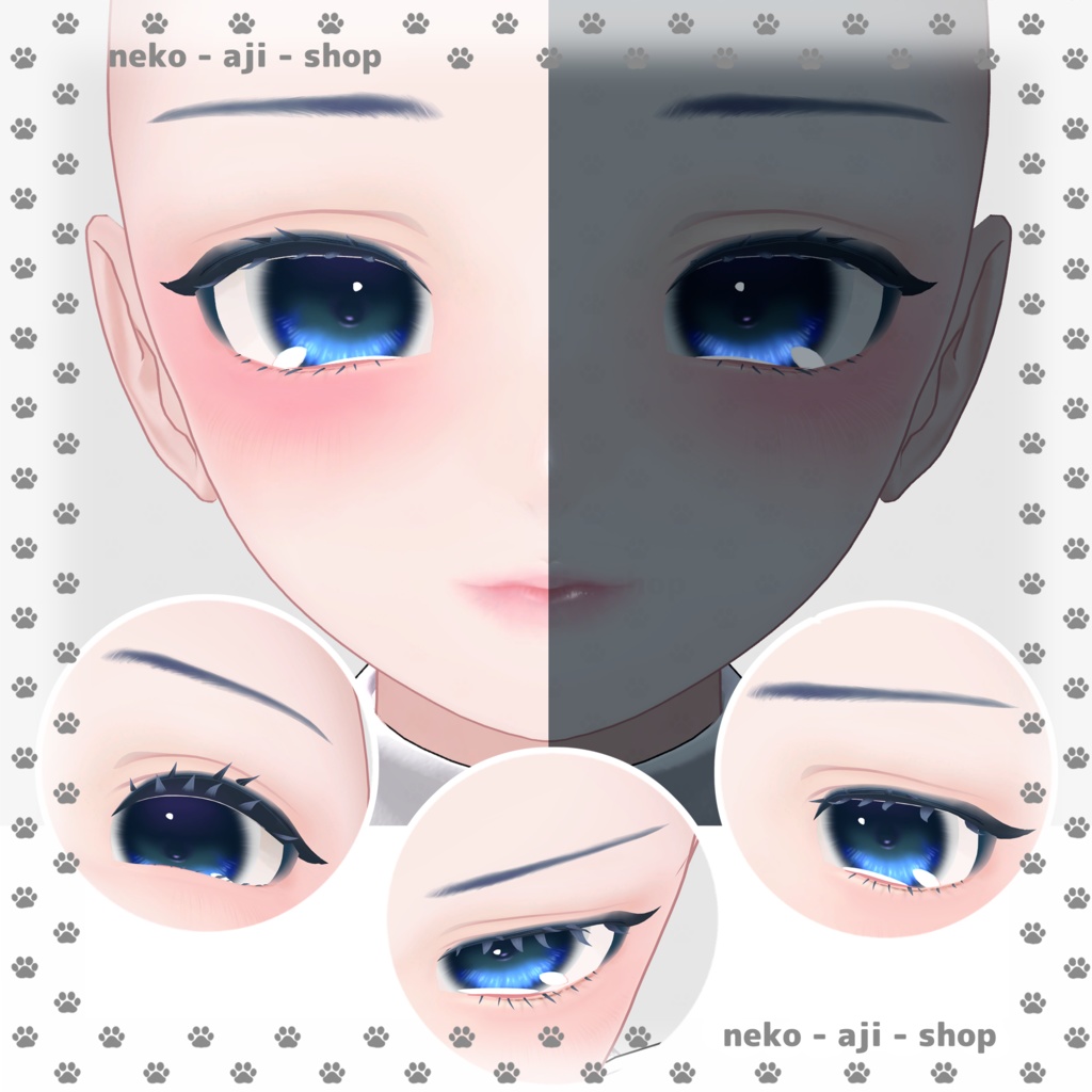 無料あり【LUMINA/ルミナ対応】Eyes texture + Makeup texture + Face Blendshape🩶001