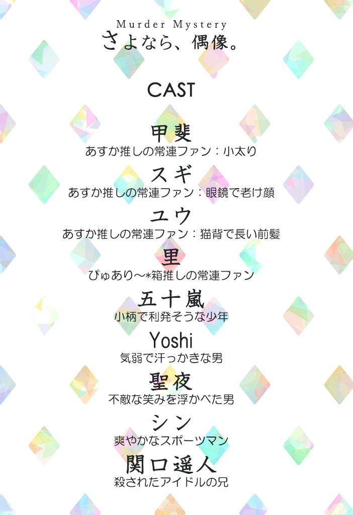 マーダーミステリー『さよなら、偶像。』