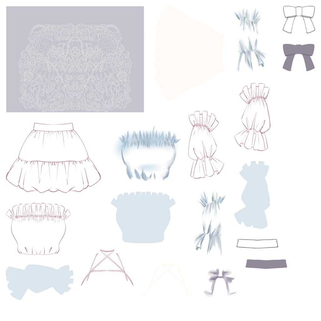 【汎用モデル】モデル+お着替え24コーデセット【パーツ分け済みPSD】