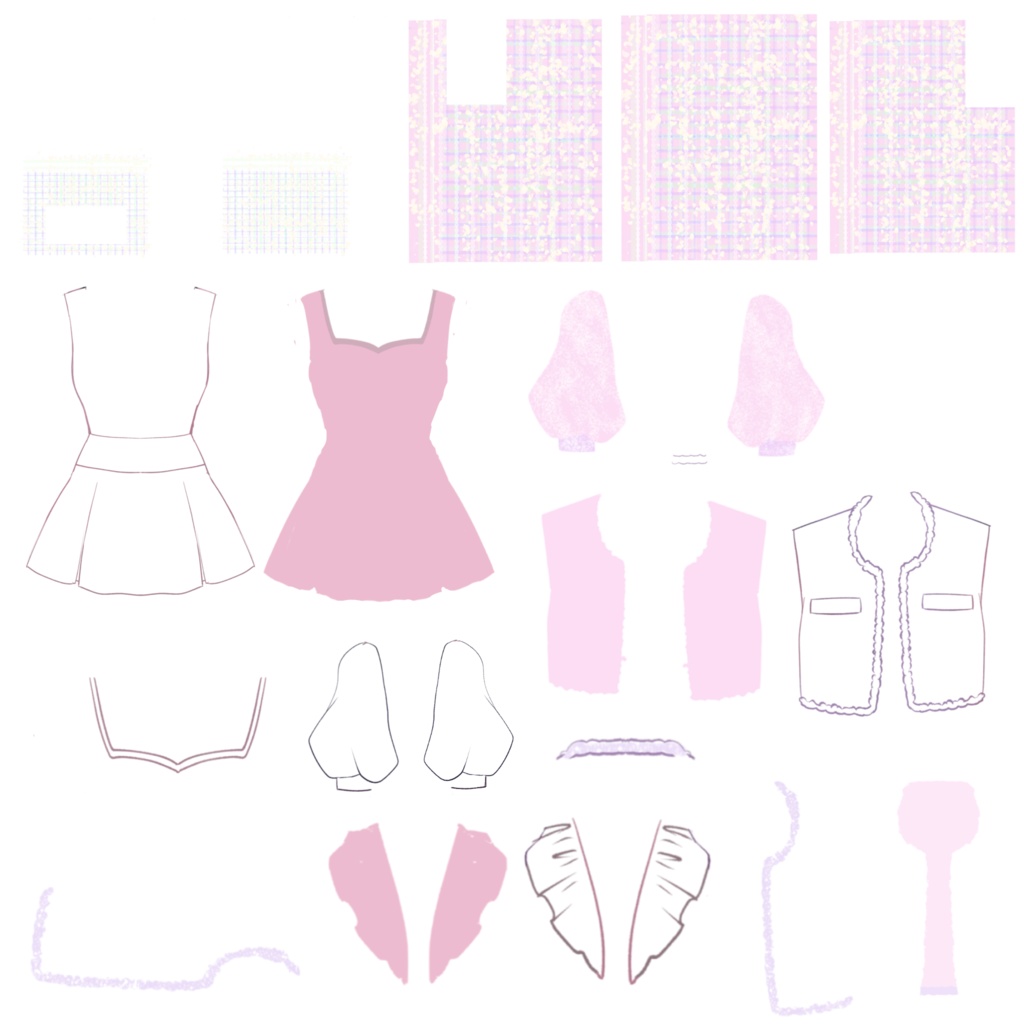 【汎用モデル】モデル+お着替え24コーデセット【パーツ分け済みPSD】