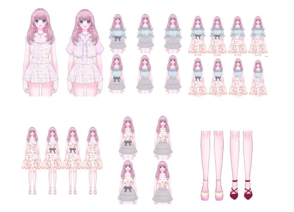 【汎用モデル】モデル+お着替え24コーデセット【パーツ分け済みPSD】