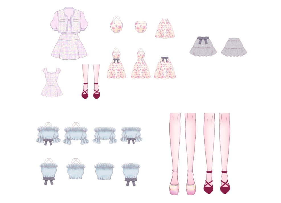 【汎用モデル】モデル+お着替え24コーデセット【パーツ分け済みPSD】