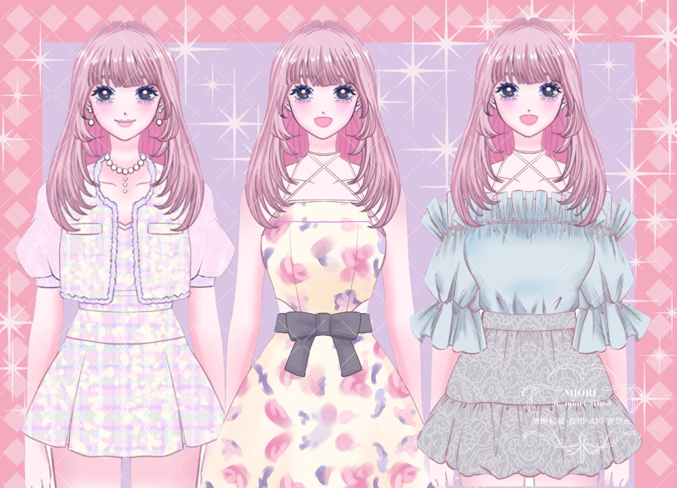 【汎用モデル】モデル＋お着替え24コーデセット【パーツ分け済みPSD】