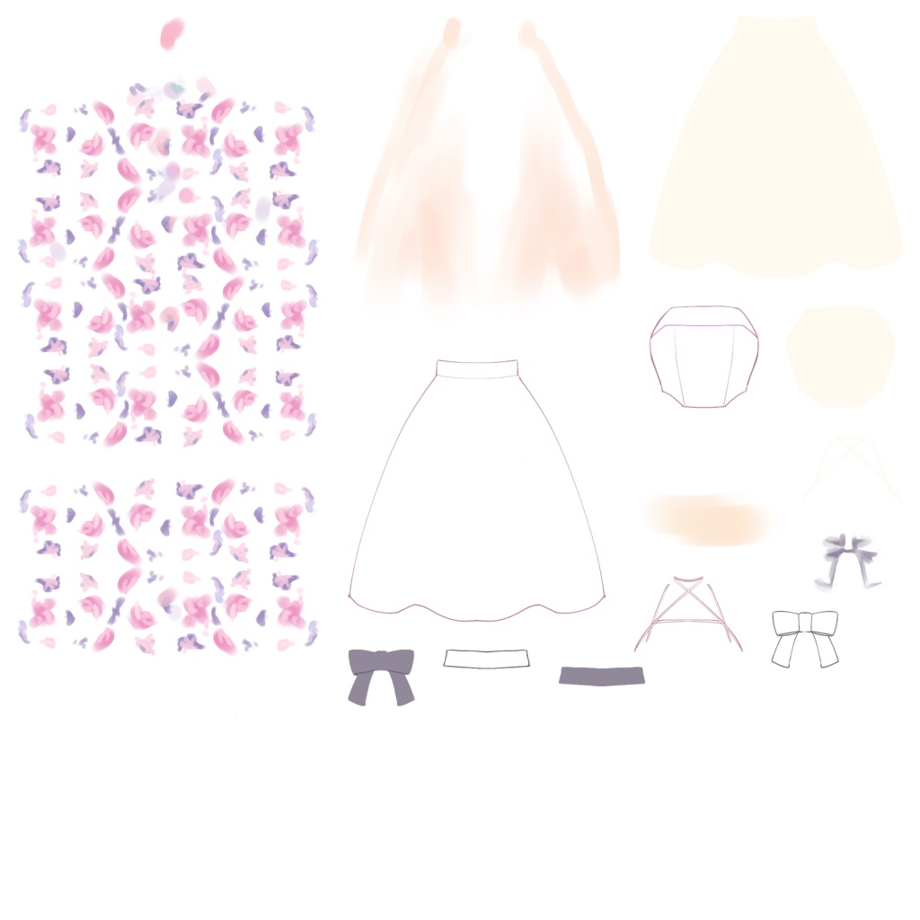 【汎用モデル】モデル+お着替え24コーデセット【パーツ分け済みPSD】