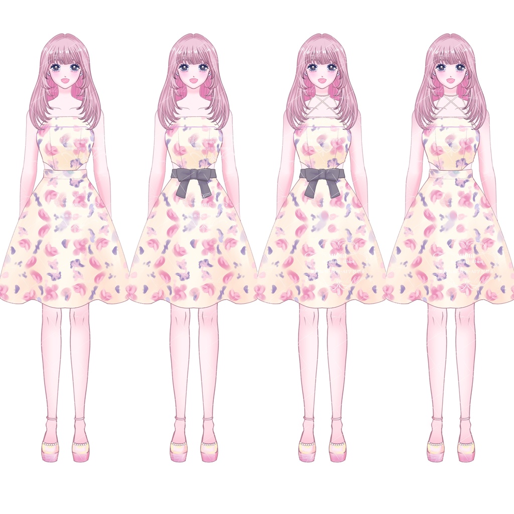 【VTuber衣装素材PSD】柄ワンピース【Lunive002】