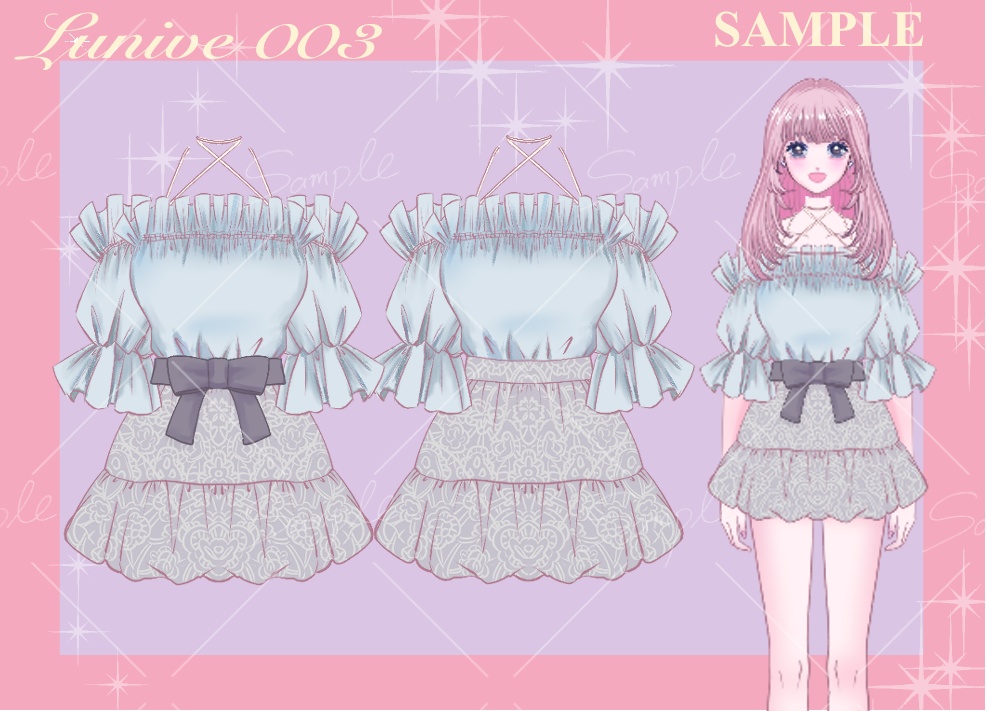 【VTuber衣装素材PSD】ブラウス×スカート6コーデ【Lunive003】