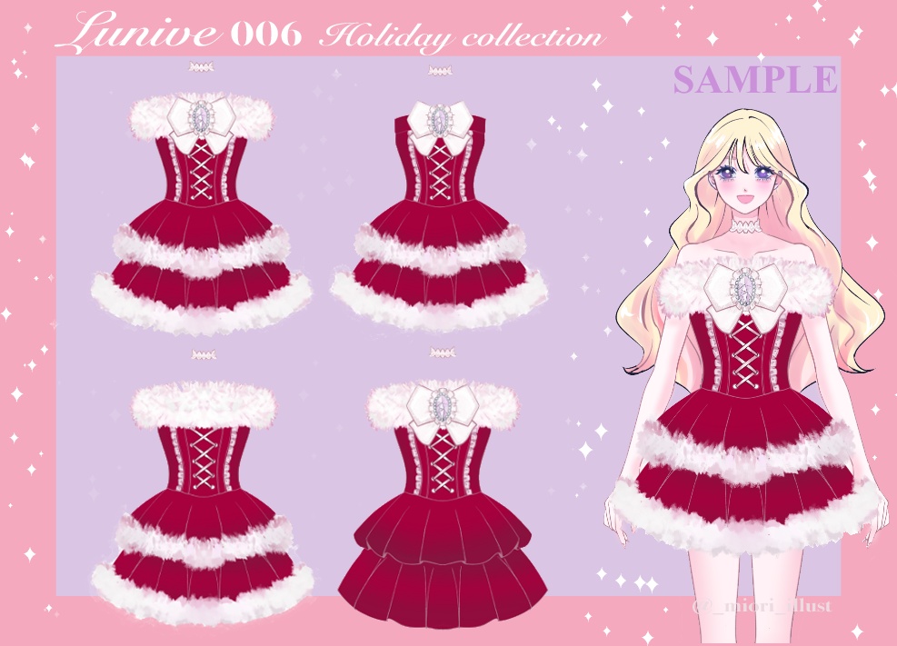 【Vtuber衣装素材】クリスマスワンピース【パーツ分けPSD】【Lunive006】