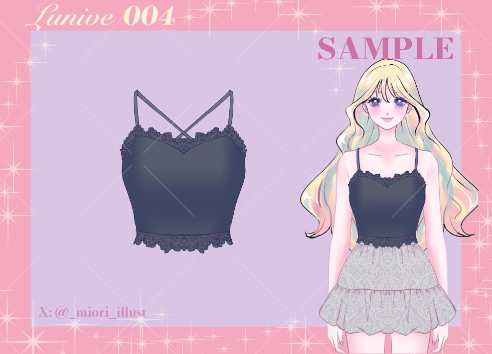 【Vtuber衣装素材】ミニキャミソール【パーツ分けPSD】Lunive004