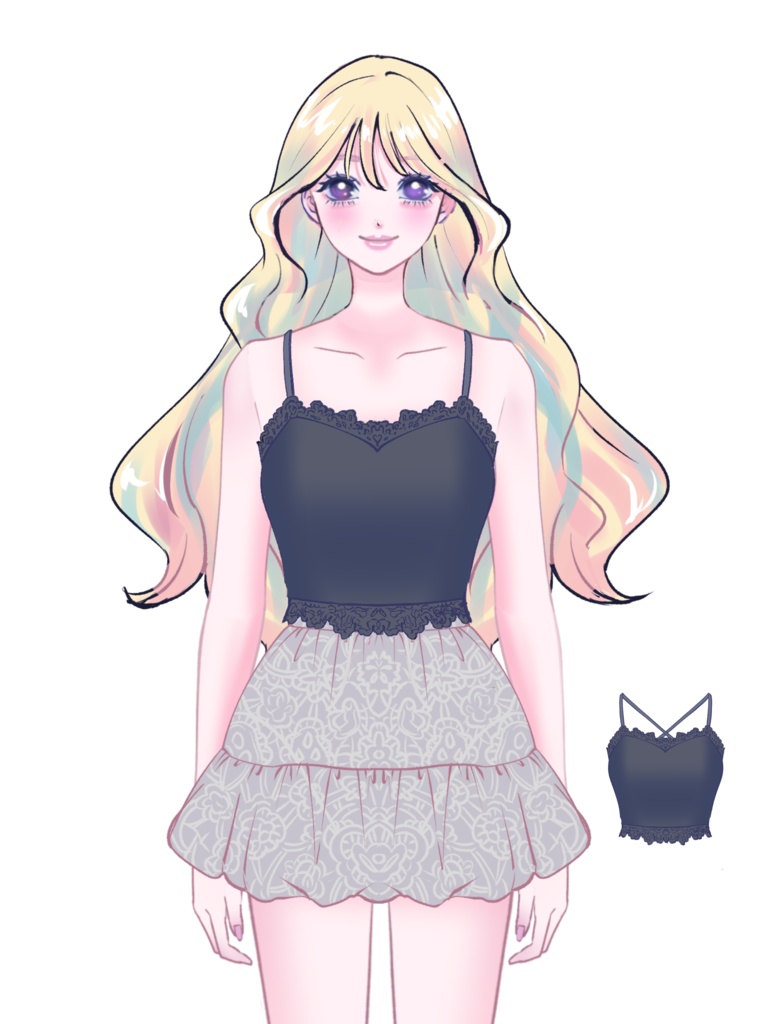 【Vtuber衣装素材】ミニキャミソール【パーツ分けPSD】Lunive004