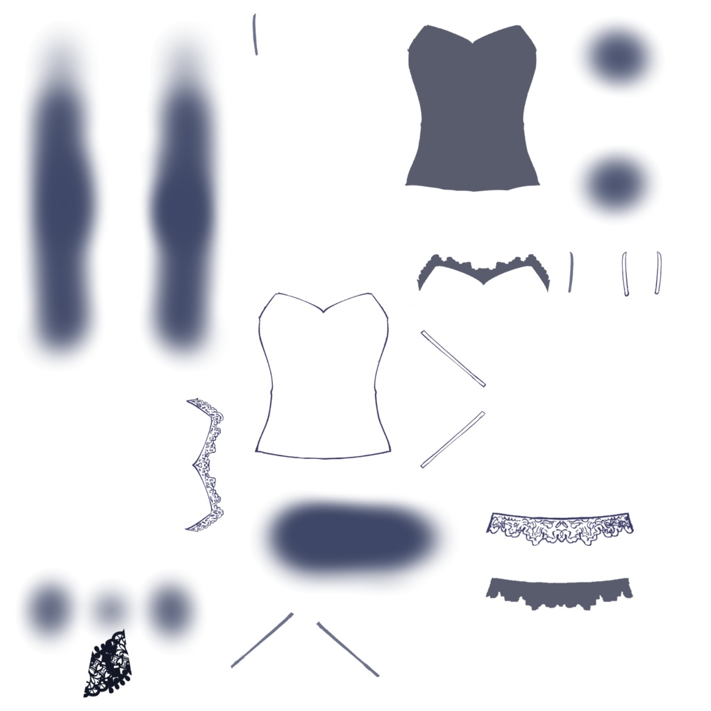 【Vtuber衣装素材】キャミソール【パーツ分けPSD】Lunive005