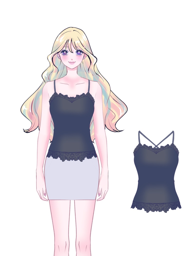 【Vtuber衣装素材】キャミソール【パーツ分けPSD】Lunive005