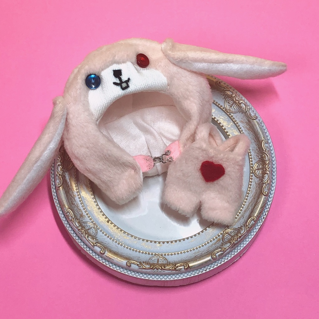 【うさぎ】 サロペット ファンキャップ【10cmぬい用】