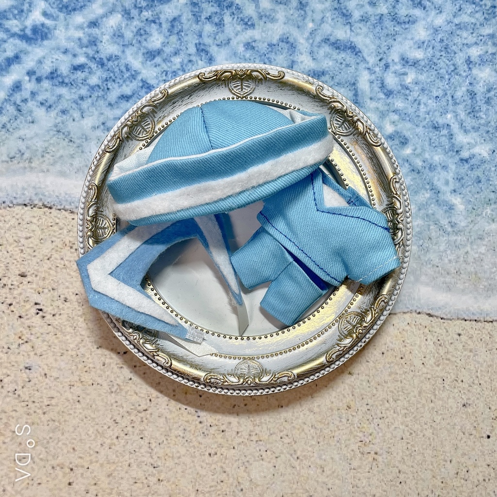 【7月】マリン服(青)【シャツ・帽子】