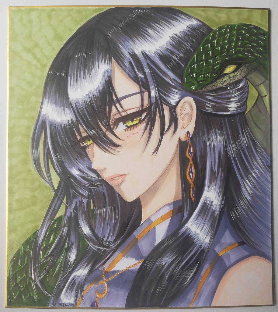 翠蓮-Suiren-　手描き原画　オリジナル　一点物　大色紙