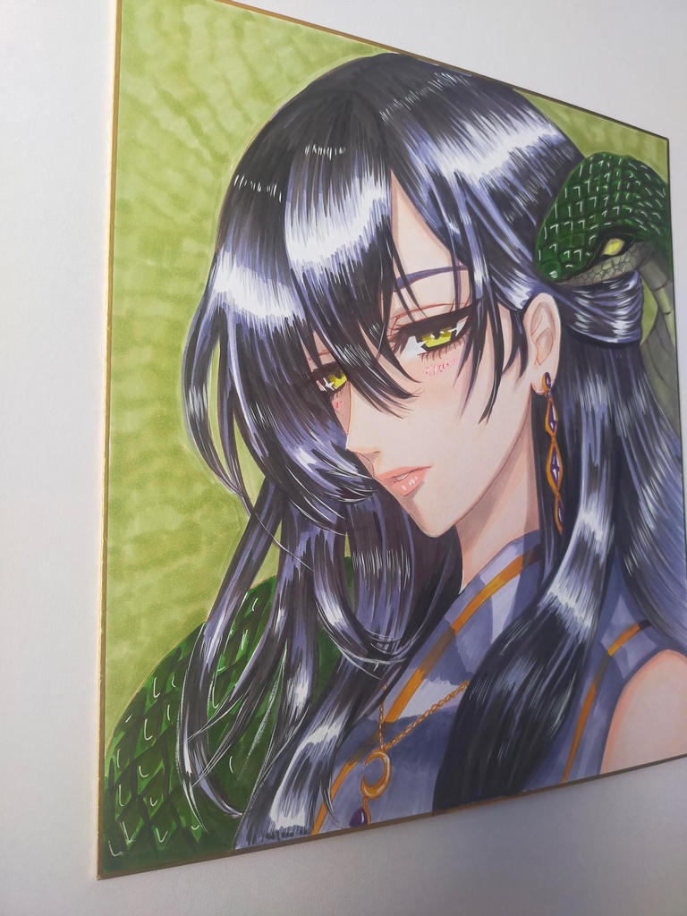 翠蓮-Suiren- 手描き原画 オリジナル 一点物 大色紙