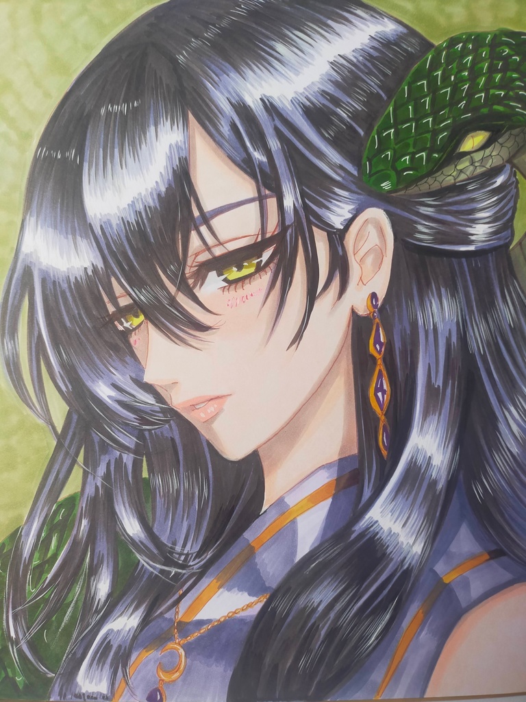 翠蓮-Suiren- 手描き原画 オリジナル 一点物 大色紙