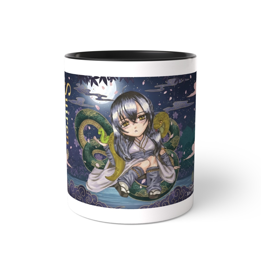 「翠蓮の月夜 - ツートンマグカップ(Black)」