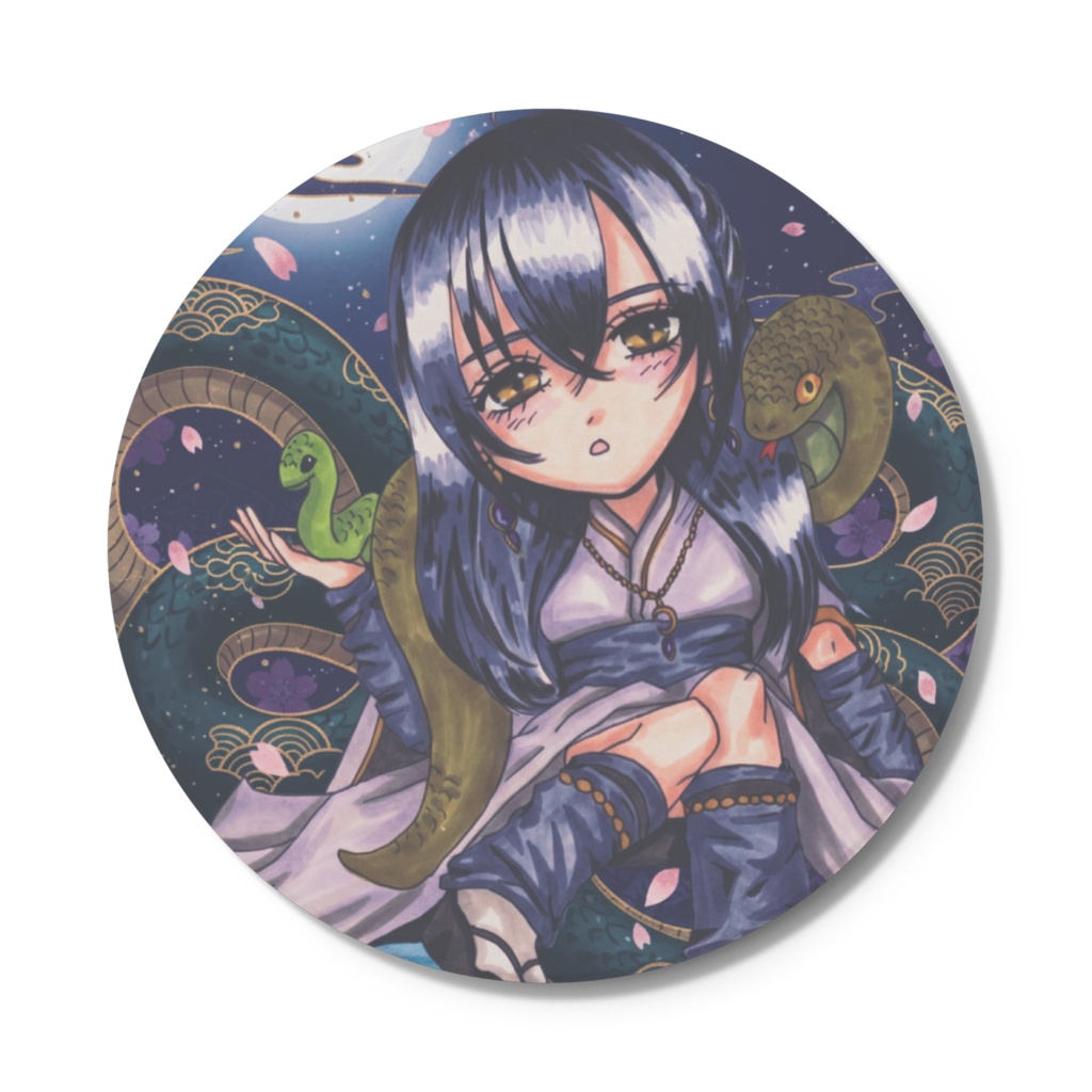「翠蓮の月夜 - 吸水コースター(円形)」