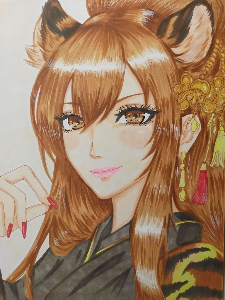 【十二美神シリーズ】寅年・焔華(えんか)原画 Enka – Tiger Zodiac / Twelve Beauty Deities –