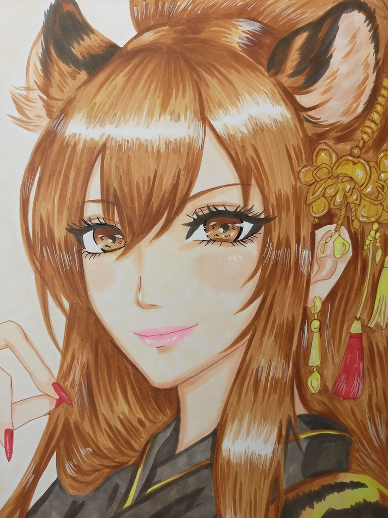 【十二美神シリーズ】寅年・焔華(えんか)原画 Enka – Tiger Zodiac / Twelve Beauty Deities –