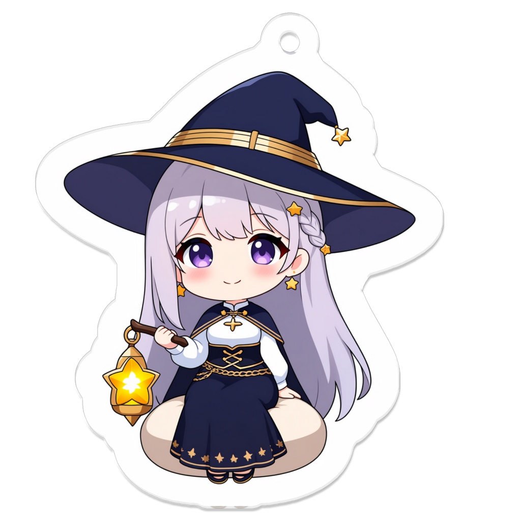 【AI生成/オリジナルキャラ】星詠ルナ アクリルキーホルダー(ランタンを持って)