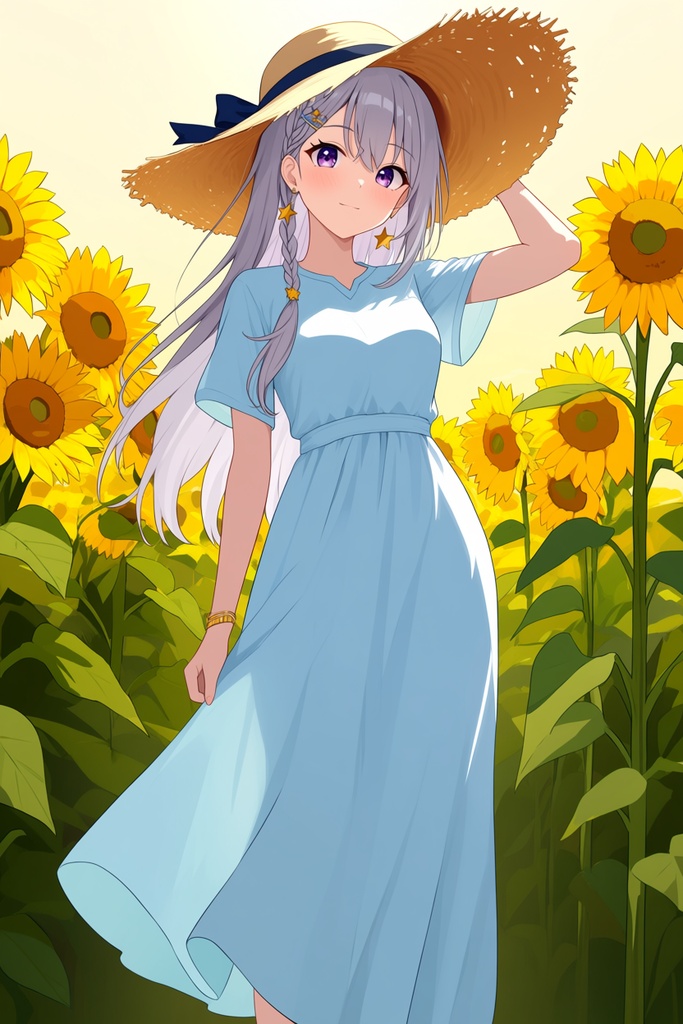 【AI生成/オリジナルキャラ】星詠ルナ 衣装違いイラスト集 Vol.1 - 浴衣・制服・振袖など10種の衣装50枚