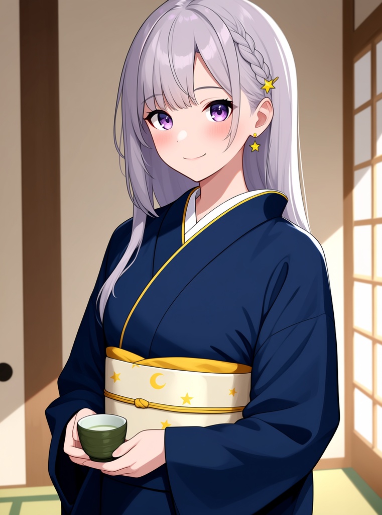 【AI生成/オリジナルキャラ】星詠ルナ 衣装違いイラスト集 Vol.1 - 浴衣・制服・振袖など10種の衣装50枚
