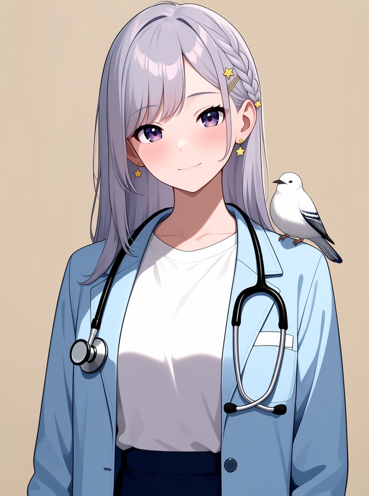 【AI生成/オリジナルキャラ】星詠ルナ 衣装違いイラスト集 Vol.3 - 陶芸家・獣医・キャビンアテンダントなど10種の職業衣装50枚