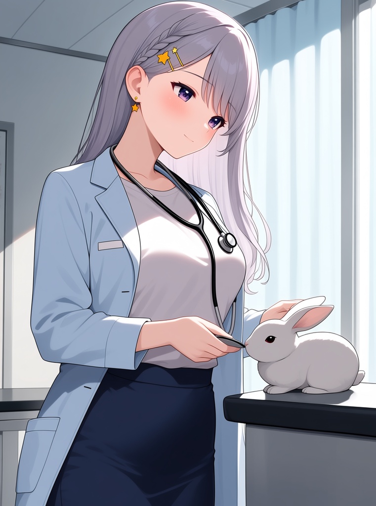 【AI生成/オリジナルキャラ】星詠ルナ 衣装違いイラスト集 Vol.3 - 陶芸家・獣医・キャビンアテンダントなど10種の職業衣装50枚