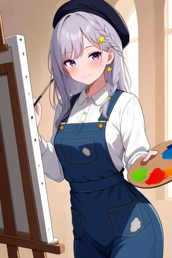 【AI生成/オリジナルキャラ】星詠ルナ 衣装違いイラスト集 Vol.3 - 陶芸家・獣医・キャビンアテンダントなど10種の職業衣装50枚