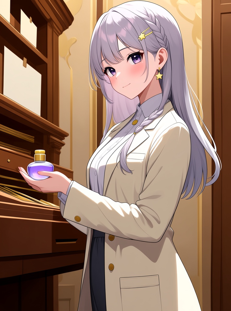 【AI生成/オリジナルキャラ】星詠ルナ 衣装違いイラスト集 Vol.4 - バリスタ・薬剤師・フィギュアスケートなど10種の衣装50枚