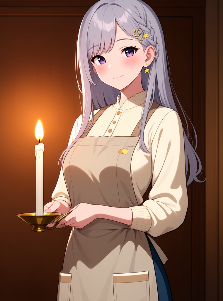 【AI生成/オリジナルキャラ】星詠ルナ 衣装違いイラスト集 Vol.7 - キャンドル職人・花火職人・氷彫刻家など10種の衣装50枚