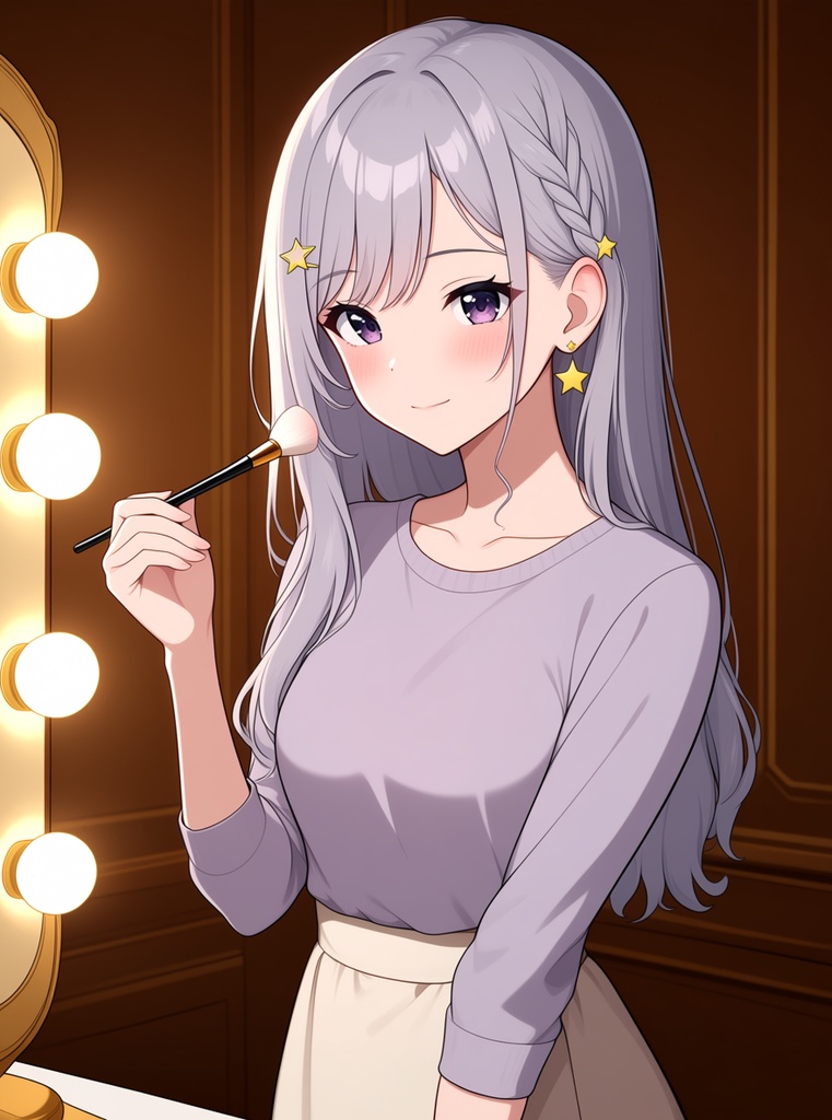 【AI生成/オリジナルキャラ】星詠ルナ 衣装違いイラスト集 Vol.9 - 声優・スタイリスト・ステンドグラス作家など10種の衣装50枚