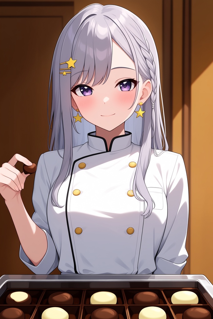 【AI生成/オリジナルキャラ】星詠ルナ 衣装違いイラスト集 Vol.10 - ショコラティエ・コーヒー焙煎士・サーカス団長など10種の衣装50枚