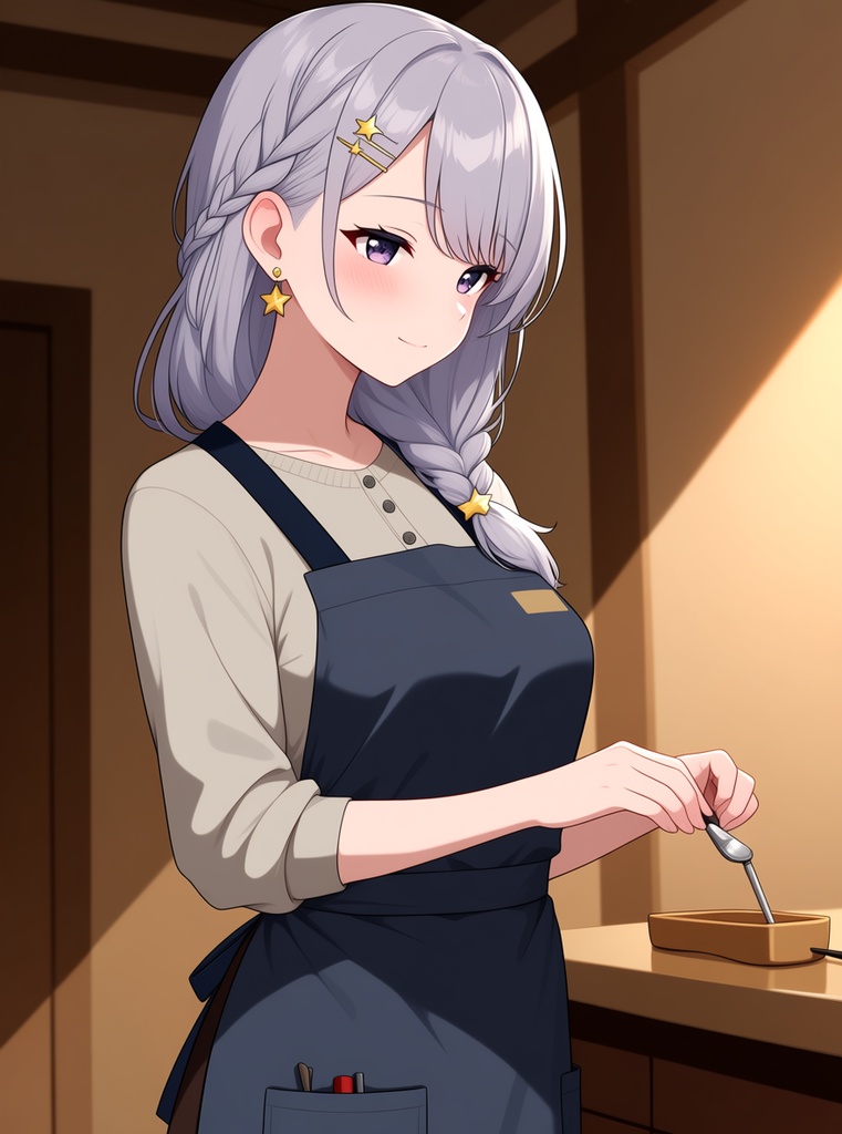【AI生成/オリジナルキャラ】星詠ルナ 衣装違いイラスト集 Vol.13 - 木彫り職人・切り絵作家・りんご狩り農家など10種の衣装50枚