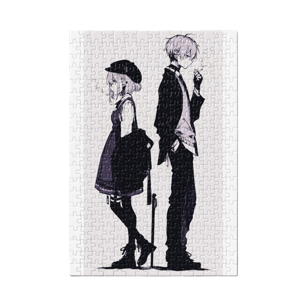 背中合わせ(モノクロ)